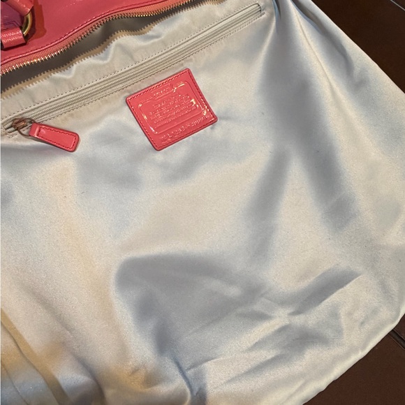 Coach Poppy Tote Pink Patent Leather shoulder,brass hardware 2 Coach Hang Tags - Picture 8 of 17